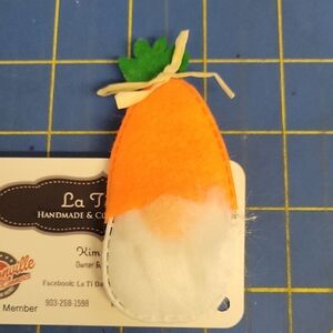 La Ti Da Handmade Creations Orange White Carrot Plush Gmome Clip Easter Spring